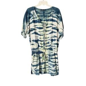 Gypsy 05 Global Village Silk Blue Tie-Dye Mini Dress Size medium NWOTS